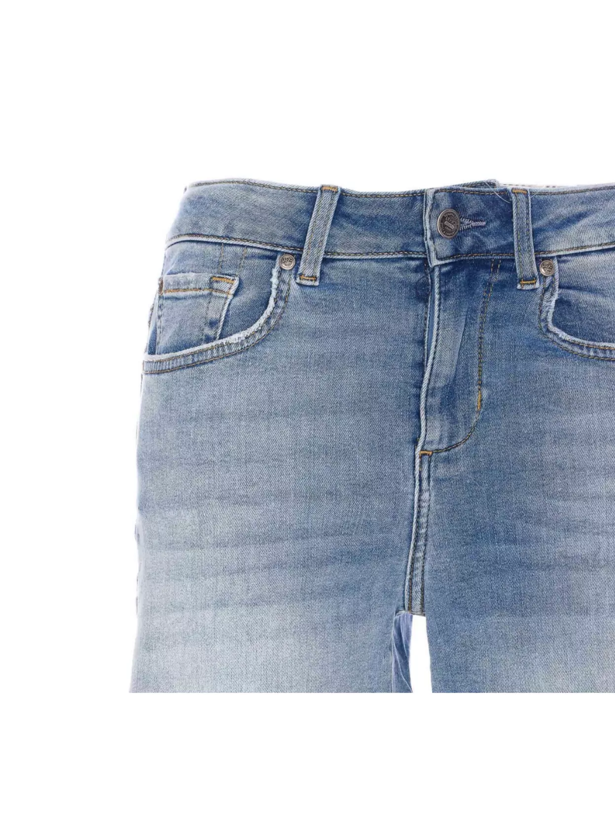 Shop Liu •jo Denim Shorts With Rolled Hem And Belt Loops