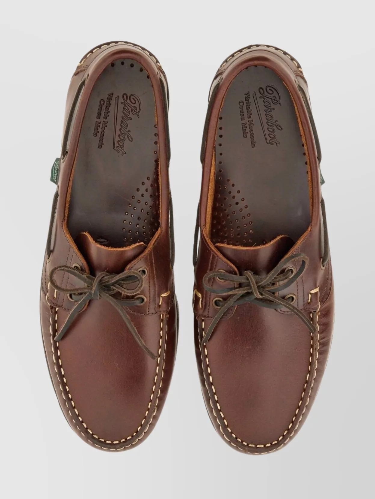 Paraboot Round Toe Loafers Stitched Detailing Rubber Sole