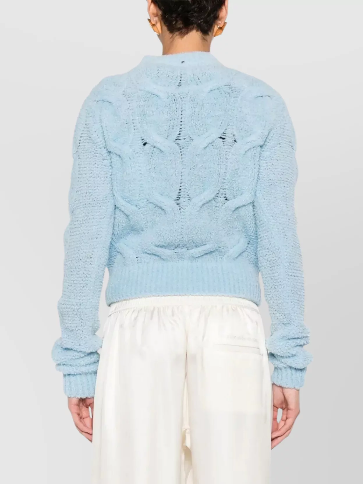 Sportmax Textured Cable Knit Cropped Crewneck Sweater