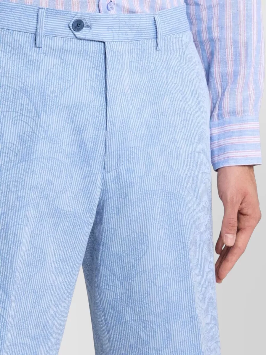 Etro Cotton Jacquard Shorts Belt Loops Paisley