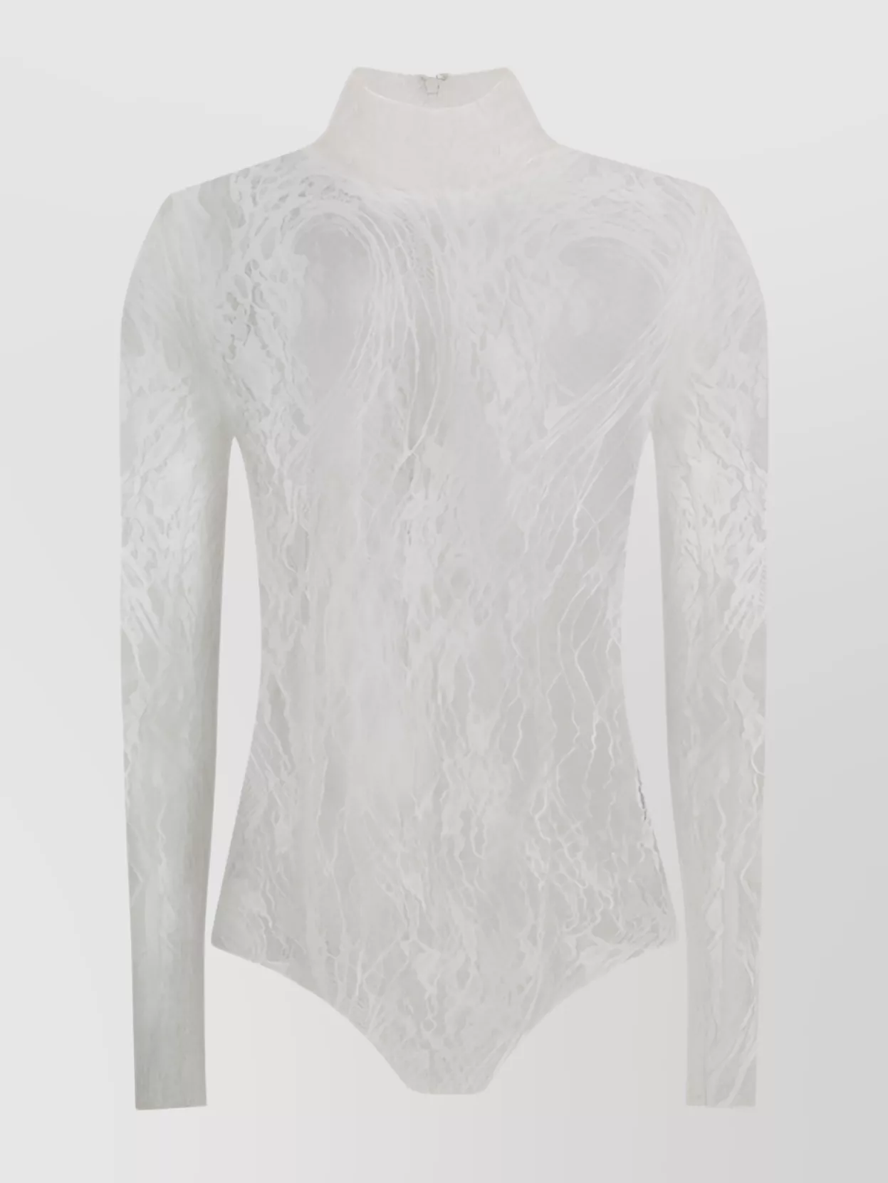 Balmain High Neck Lace Bodysuit With Long Sleeves