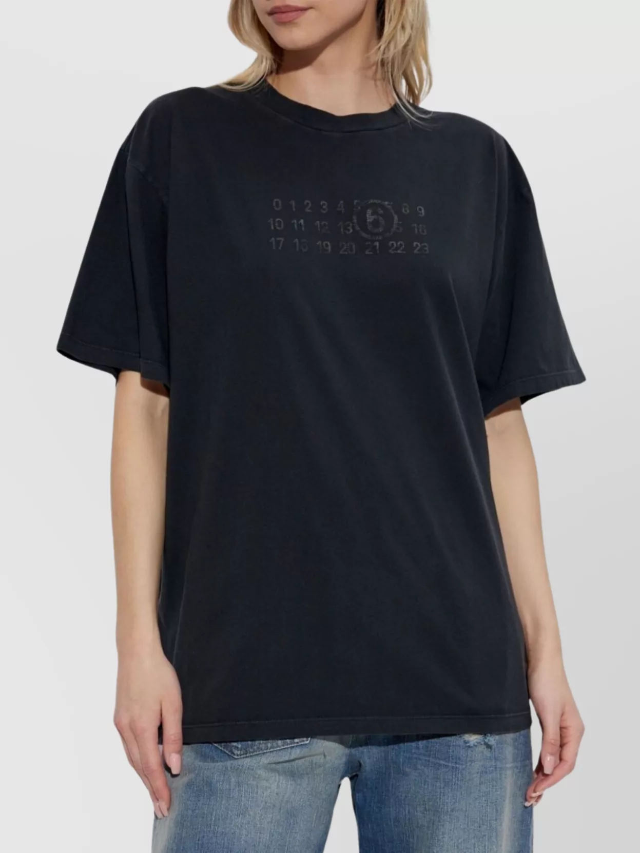 Mm6 Maison Margiela Crew Neck Graphic Print Top With Short Sleeves