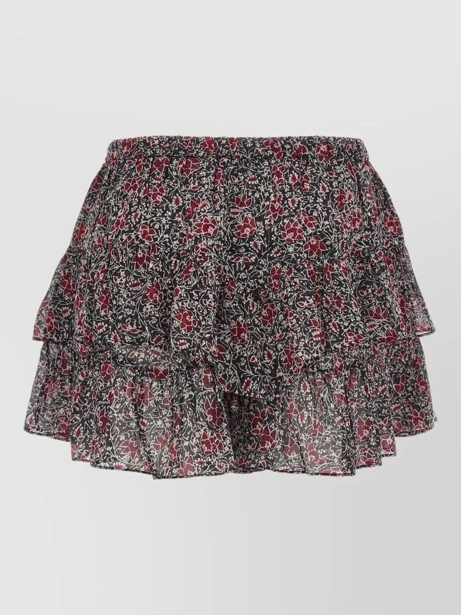 Isabel Marant Etoile Printed Cotton Mid-Rise Ruffled Shorts