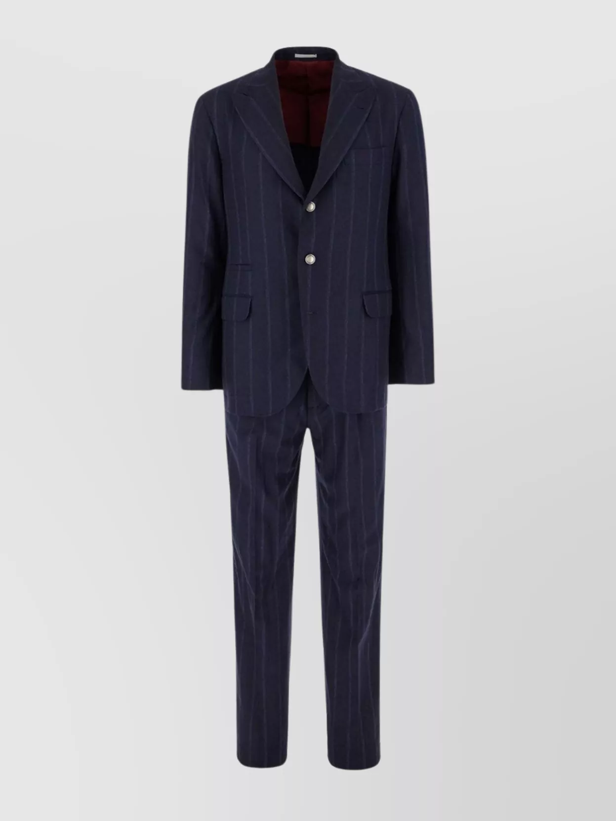 Brunello Cucinelli Wool Blend Suit Embroidered Stripes