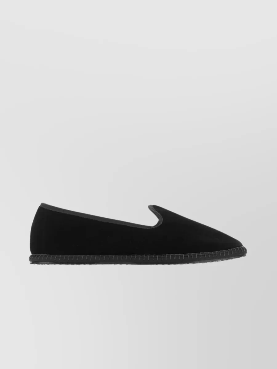 Shop Vibi Venezia Velvet Round Toe Loafers In Black