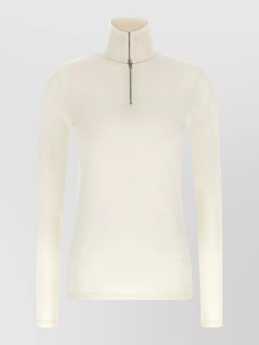 Jil Sander Virgin wool blend half zip turtleneck sweater