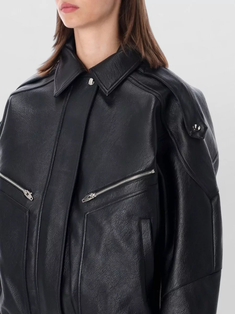 The Frankie Shop Faux Leather Oversized Bomber Jacket