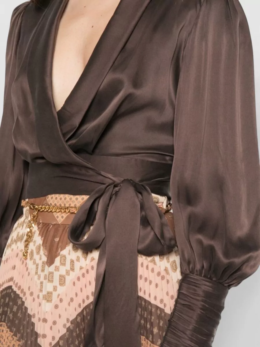 Zimmermann Silk Satin Wrap Blouse