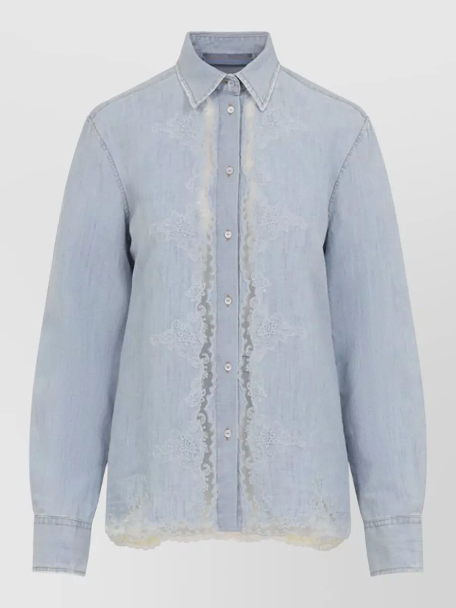 Ermanno Scervino Shirt Collared Neck Lace Detailing Long Sleeves