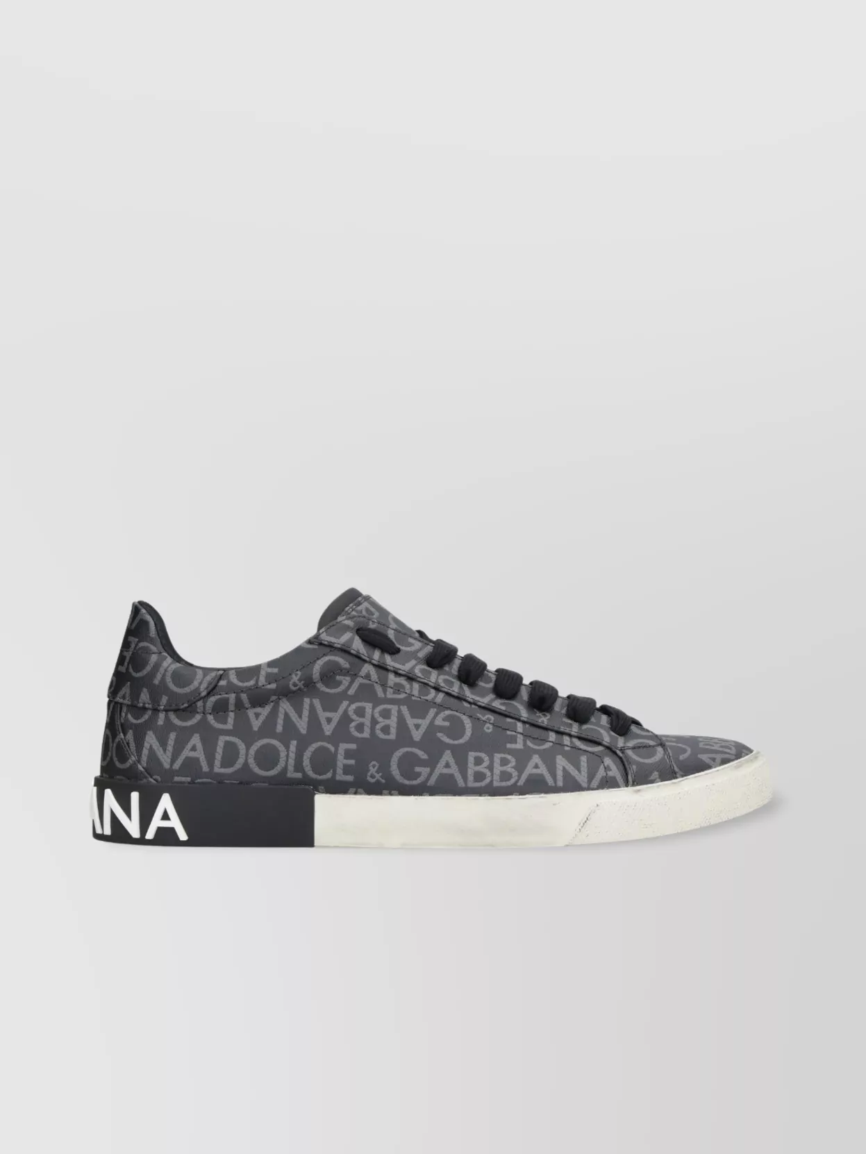 Dolce & Gabbana Leather And Fabric Low-top Sneakers With All-over Motif