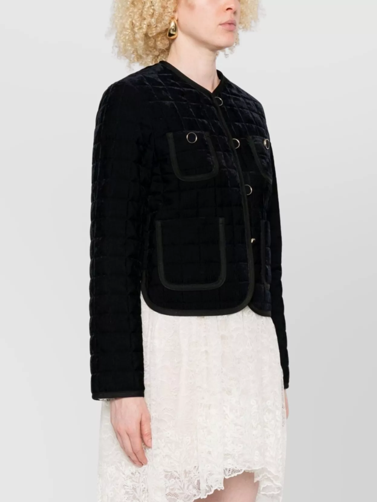 Forte Forte Short Quilted Jacket With Round Neck And Pockets
