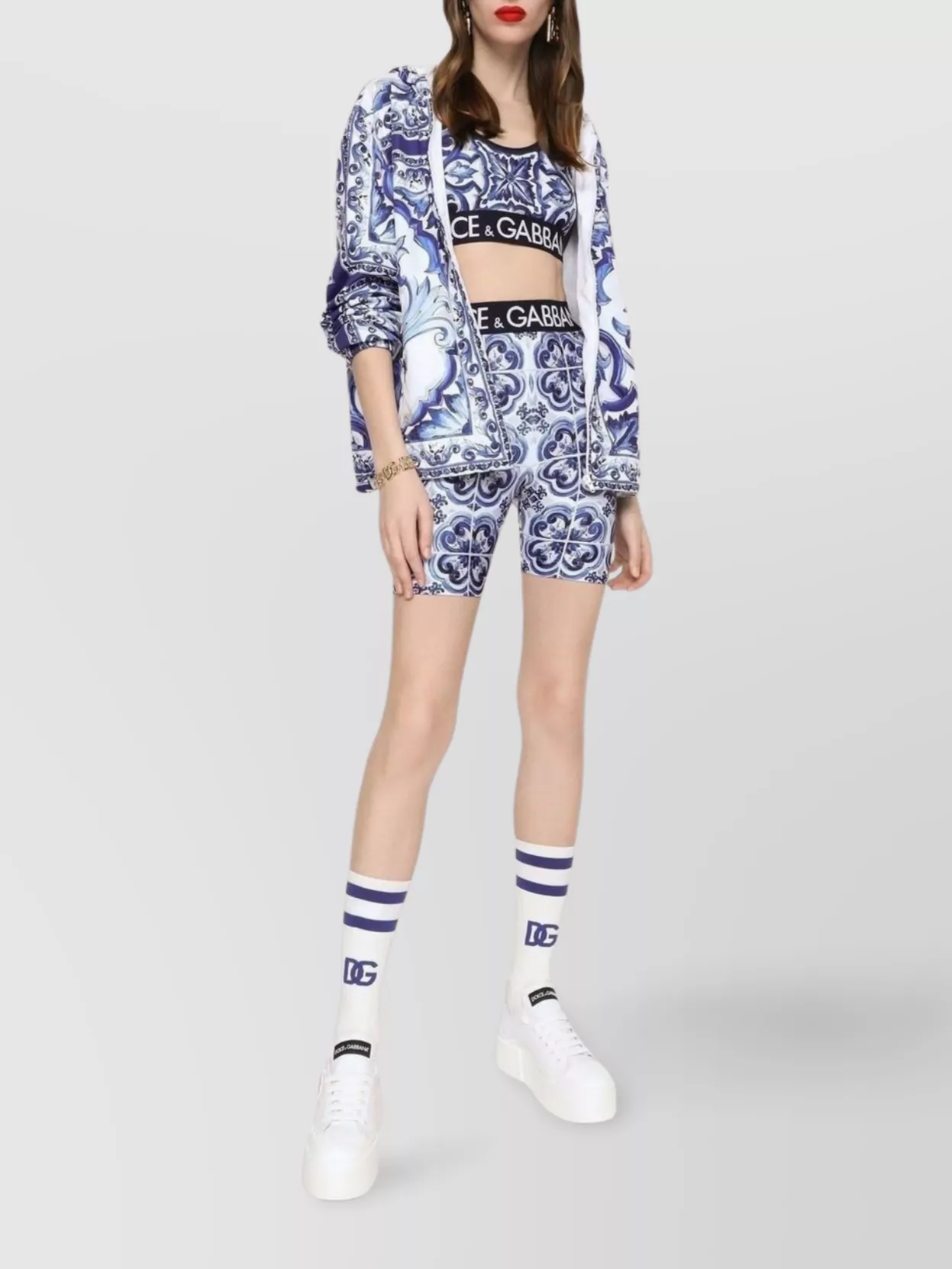 Dolce&Gabbana Printed High Waist Stretch Shorts