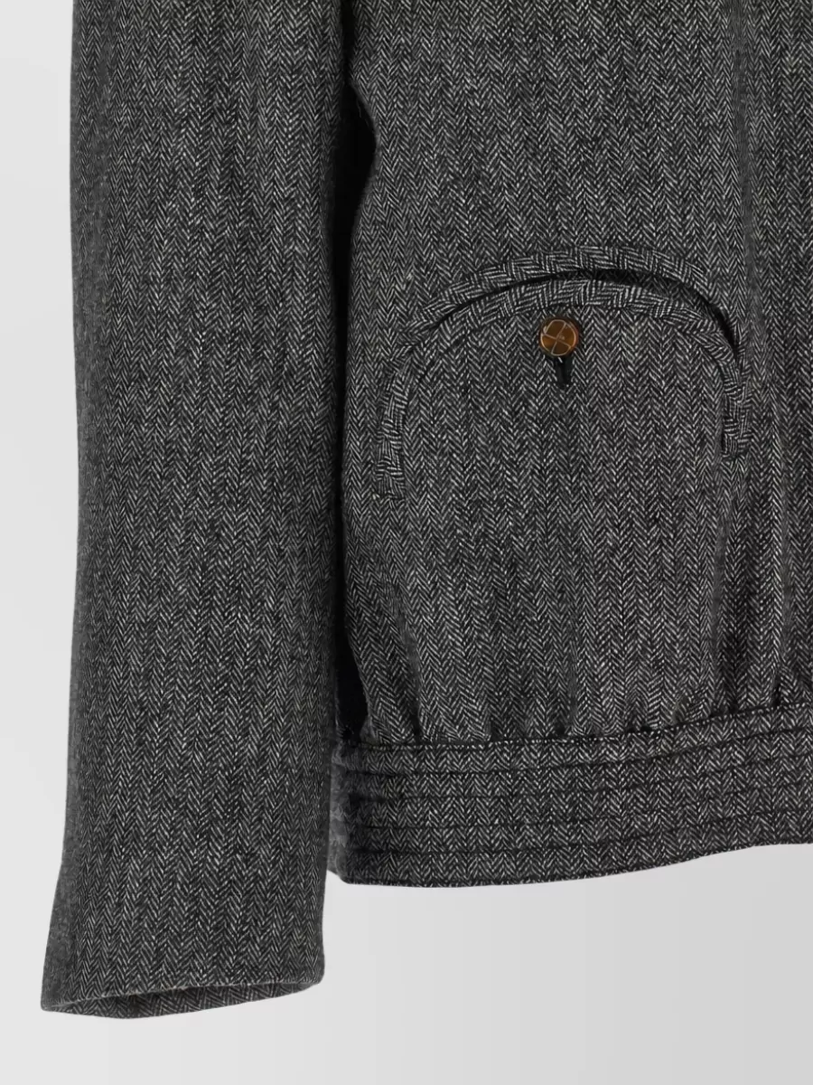 Blazé Milano Herringbone Wool Blend Single Breasted Jacket
