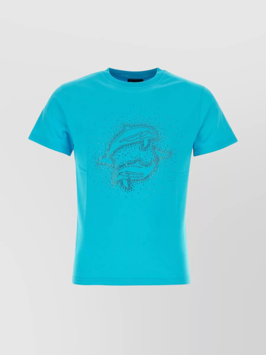 Shop Botter Caribbean Couture Dolphin Embellished Crew-neck T-shirt In Cyan