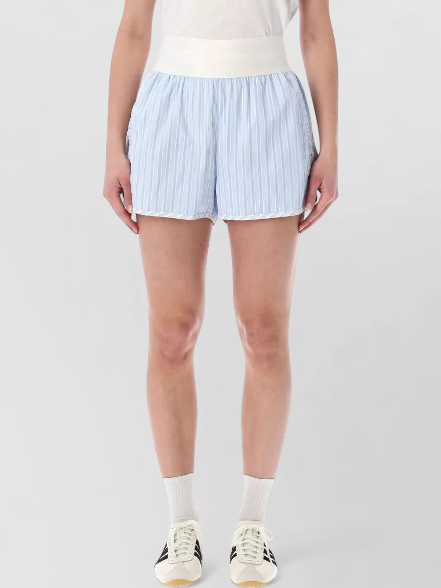 Adidas Originals striped high-rise relaxed-fit poplin shorts