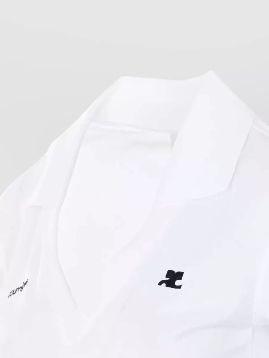 Courrèges Cropped Polo Shirt Collar Short Sleeves V Neck