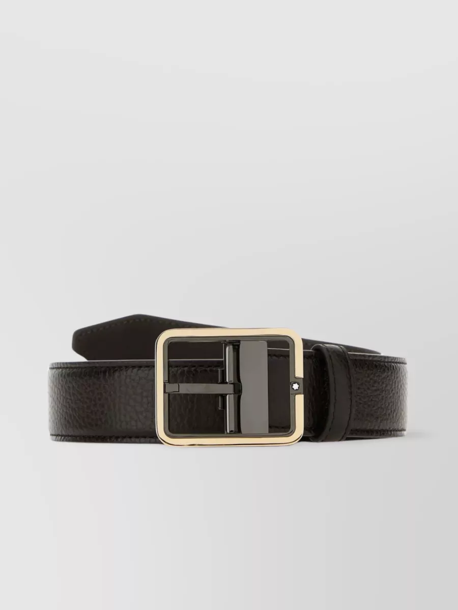 Shop Montblanc Adjustable Pebble Leather Belt In Brown