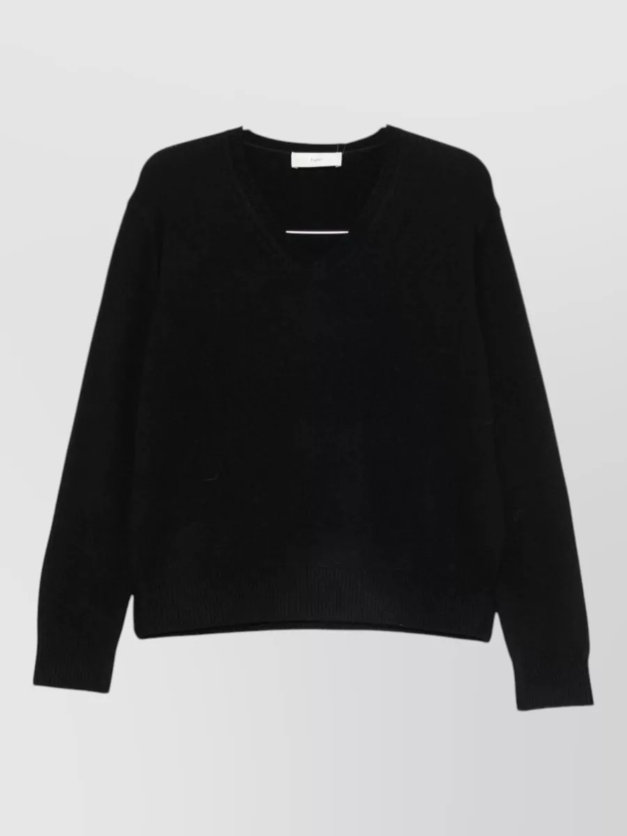 Dunst cashmere wool ribbed v-neck long-sleeve jumper