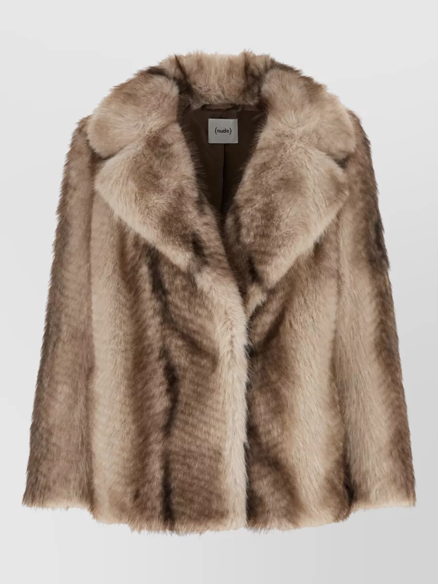 Nude faux fur coat