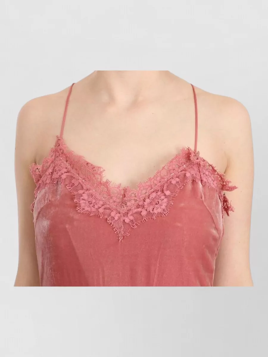 Pinko Silk Lace Trim V-Neck Slip Dress