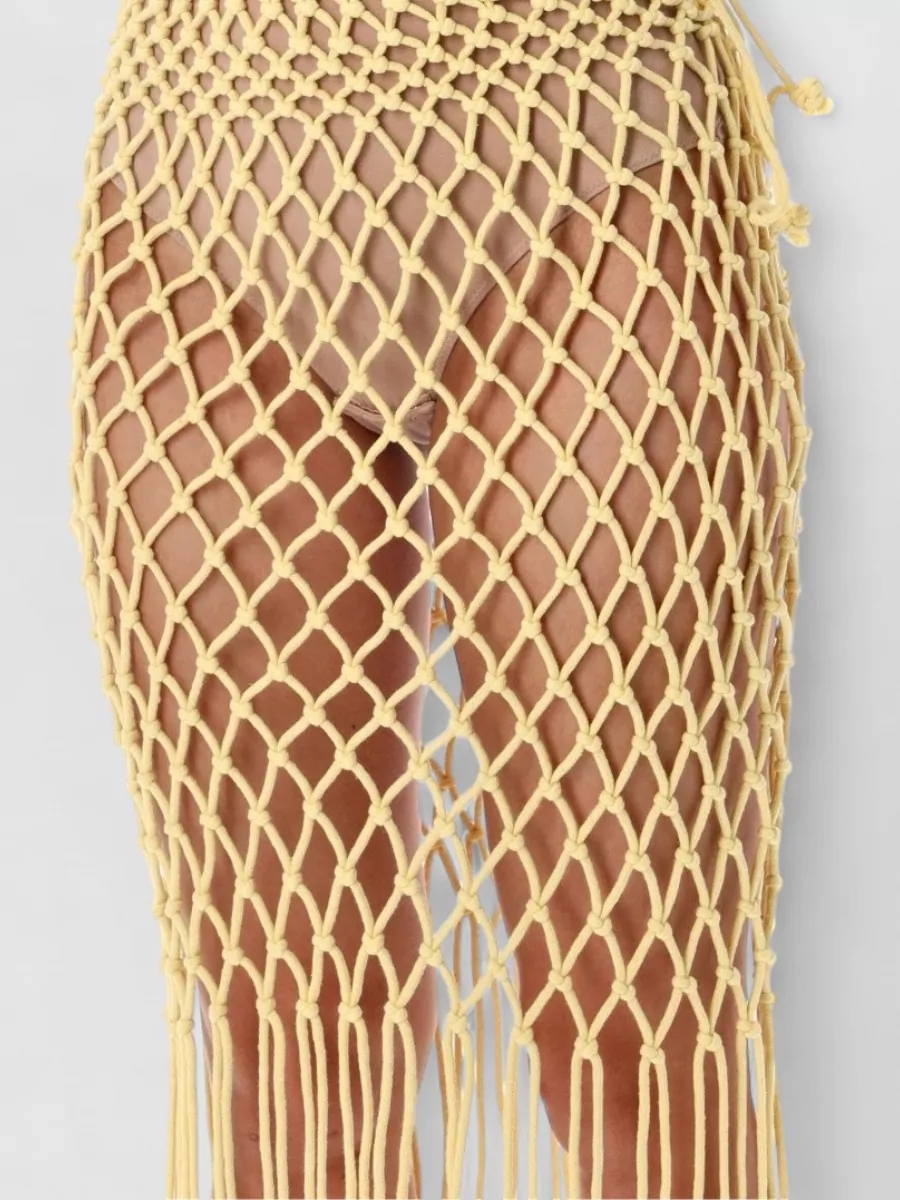 The Frankie Shop Cotton Macrame Midi Skirt