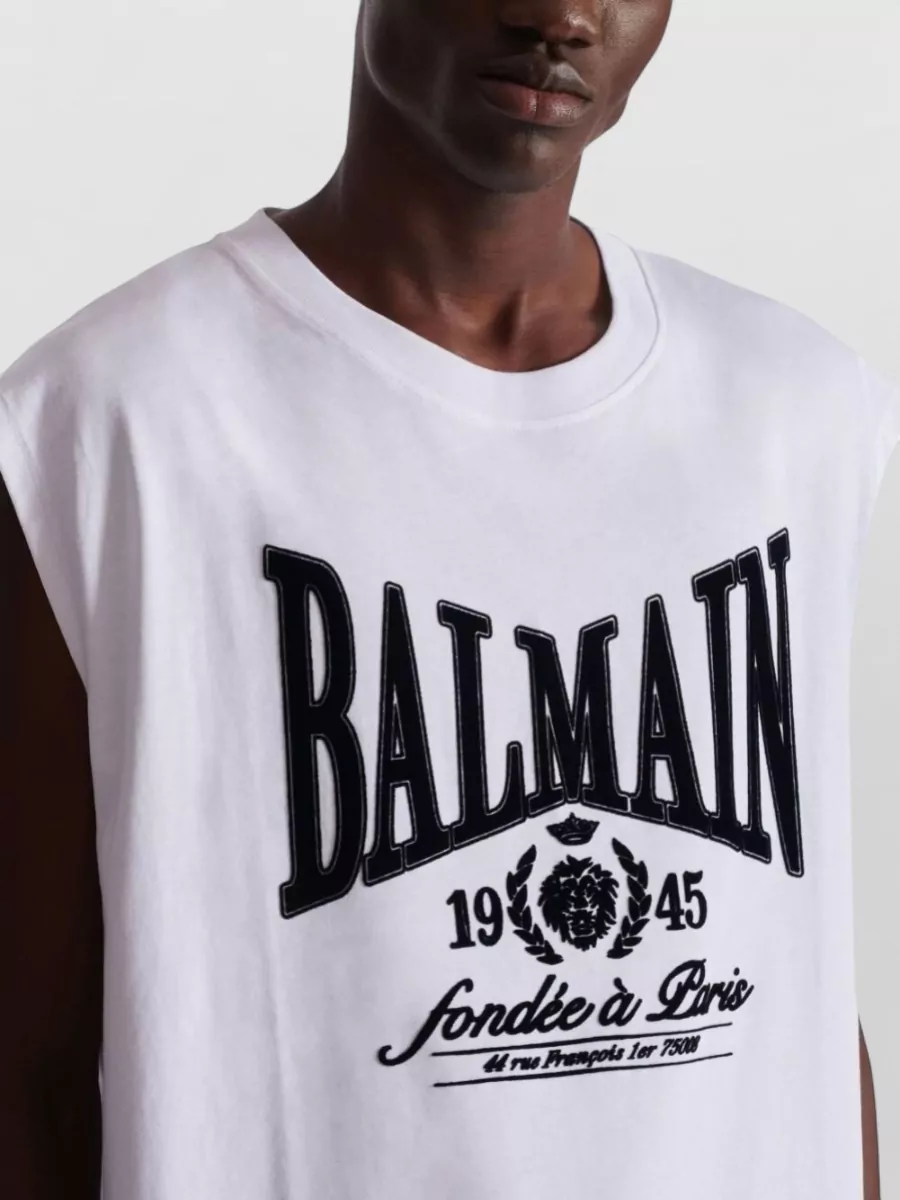 Balmain Sleeveless Crew Neck Nylon Silk Top