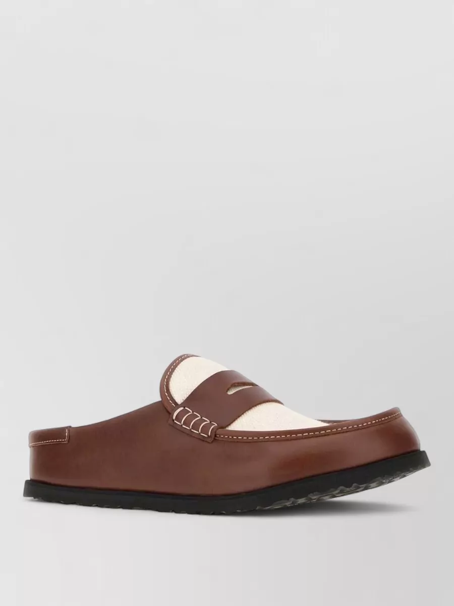 Birkenstock 1774 leather and raffia loafers