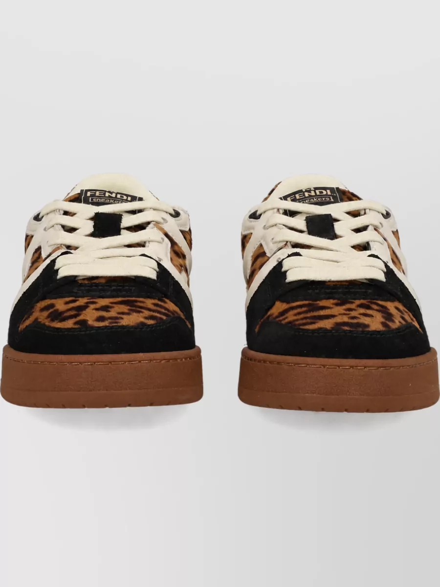Fendi Match Sneaker Leopard Print Suede Leather