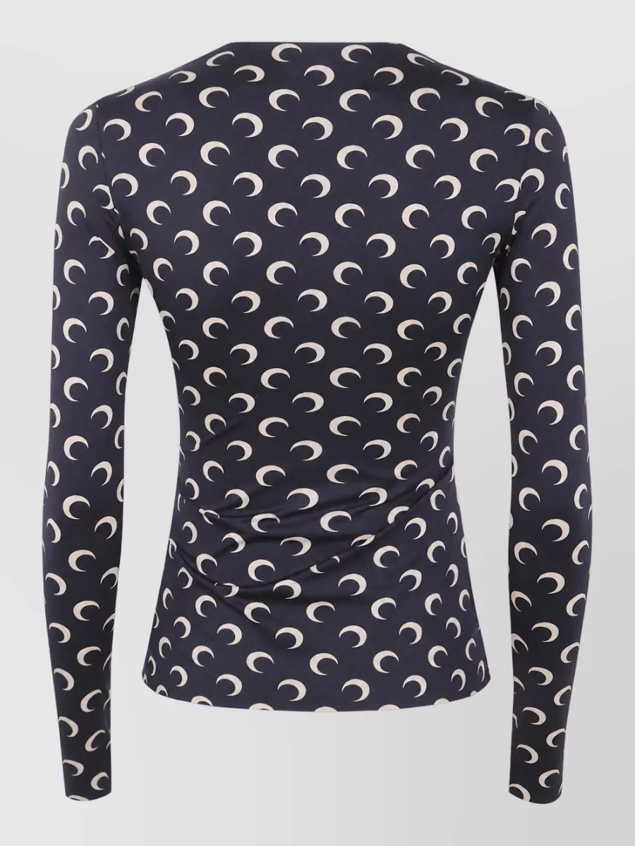 Marine Serre Printed Long-Sleeve Crewneck Top