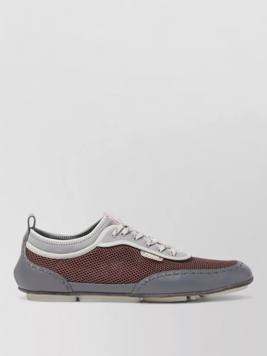 Fendi Leather And Mesh Low-Top Sneakers