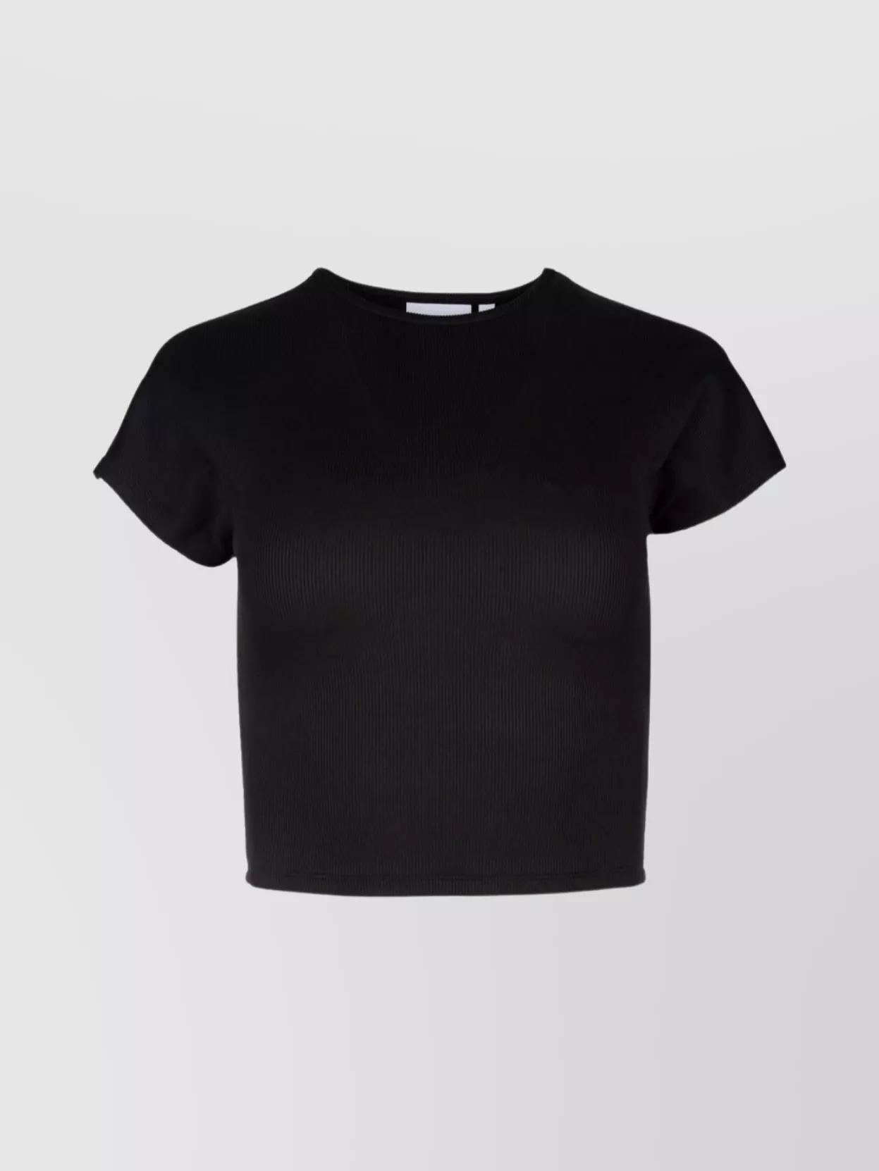 Shop Calvin Klein Ribbed Crew Neck Cropped Hem T-shirt