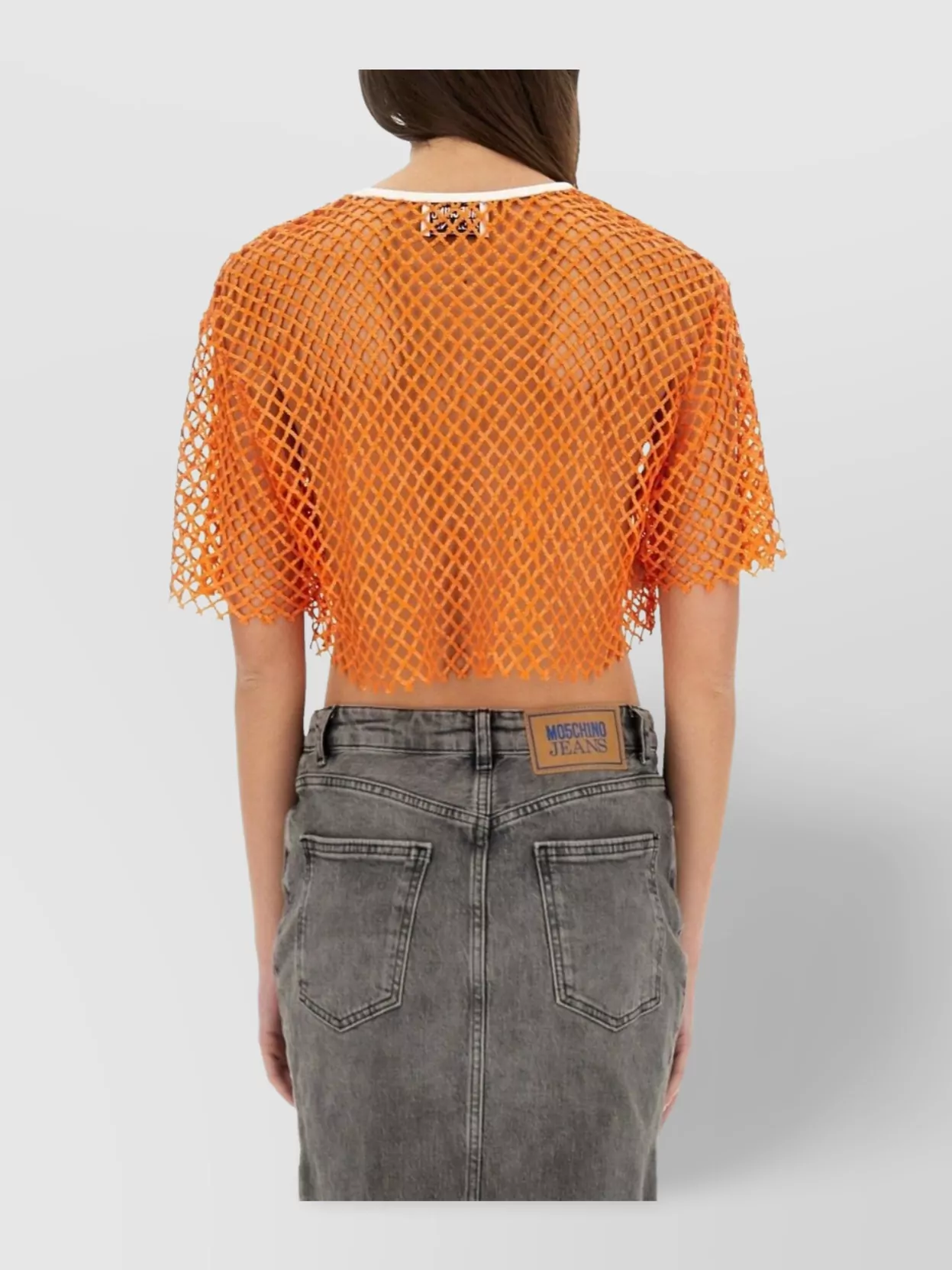 Moschino Mesh Top Cropped Contrast Trim