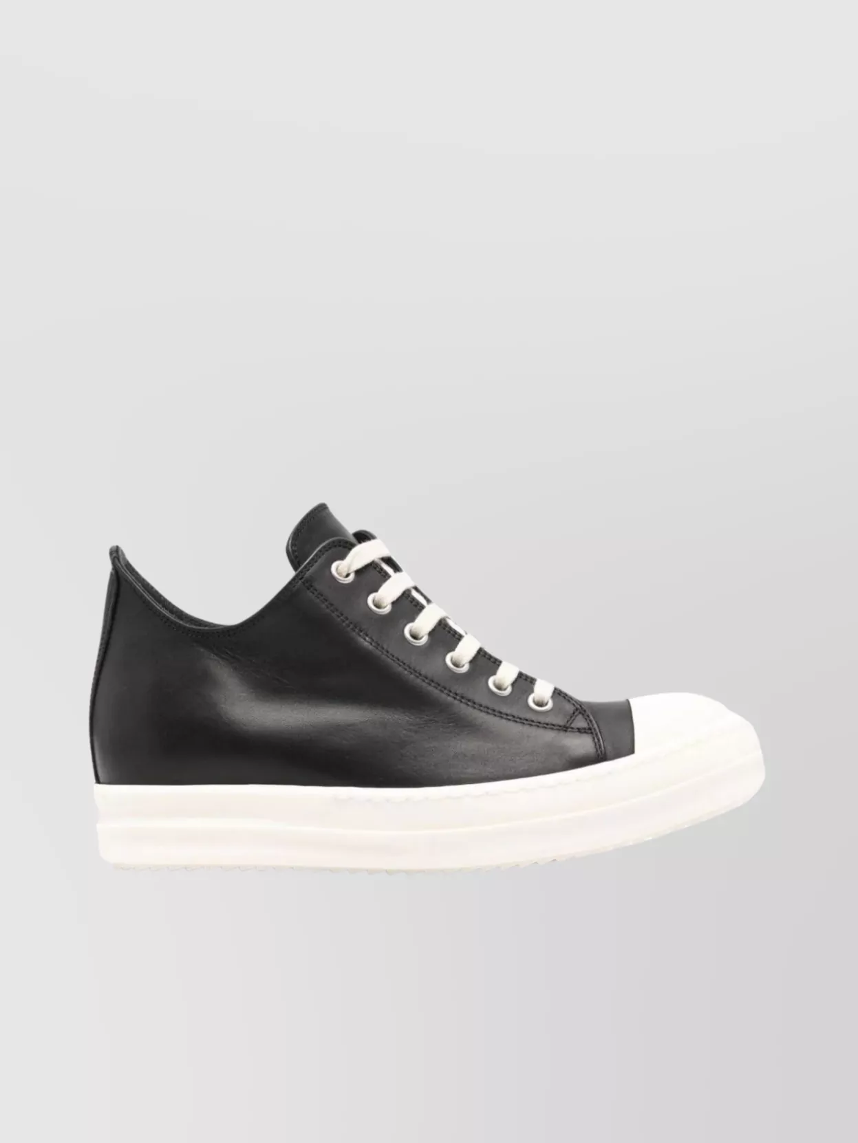 Shop Rick Owens Streamlined Low Ankle Leather Sneakers