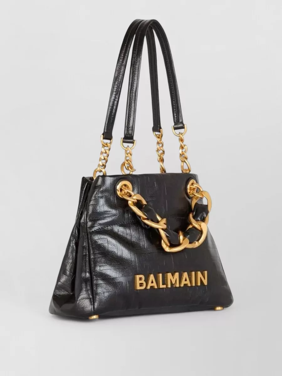 Balmain 1945 Small Leather Tote Bag