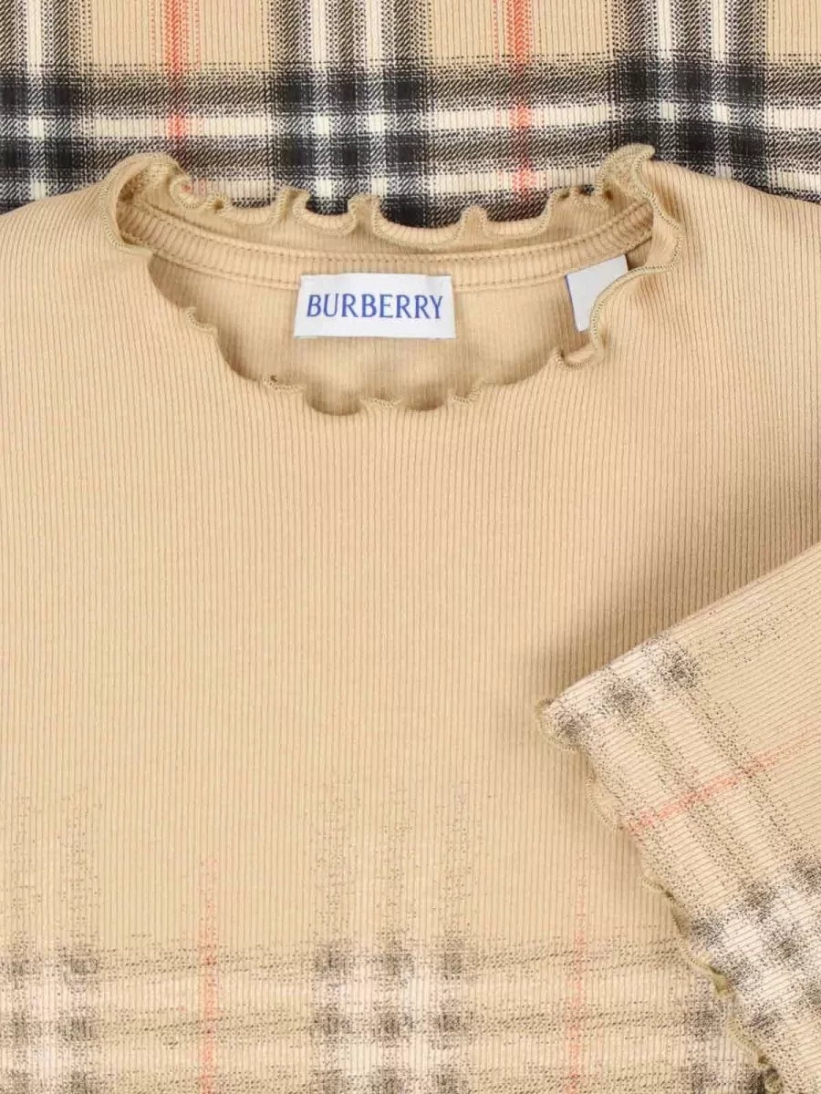 Burberry Ribbed Check-Print Cotton T-Shirt