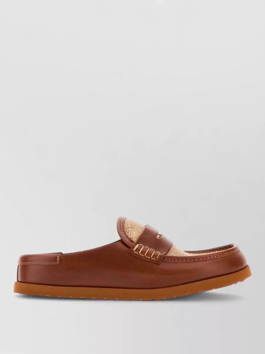 Birkenstock 1774 leather and raffia mules