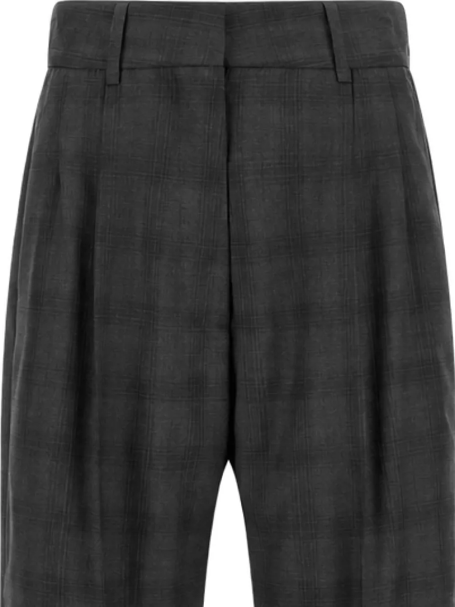 Blazé Milano Checked High-Rise Pleated Wide-Leg Suit Trousers