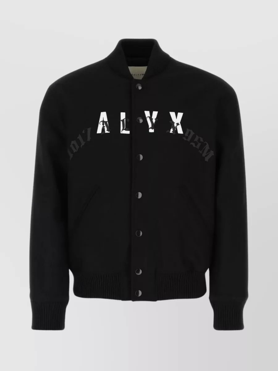 Shop Alyx Modern Ribbed Wool Blend Bomber In Black