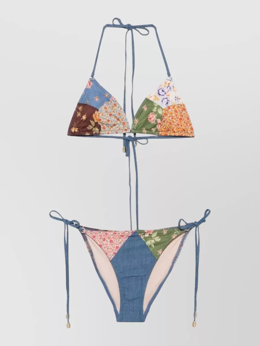 Zimmermann Cotton halterneck printed bikini