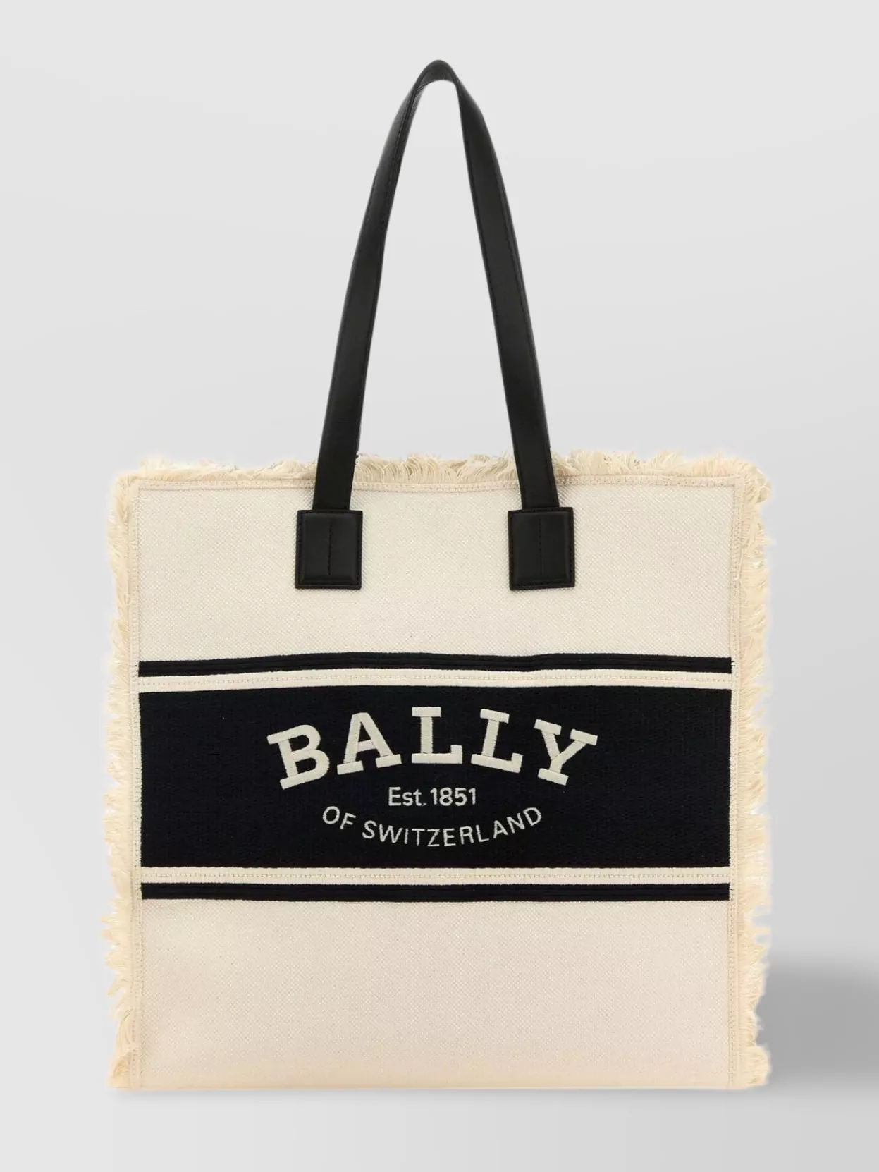 Shop Bally Canvas Tote With Contrasting Leather Handles In Beige