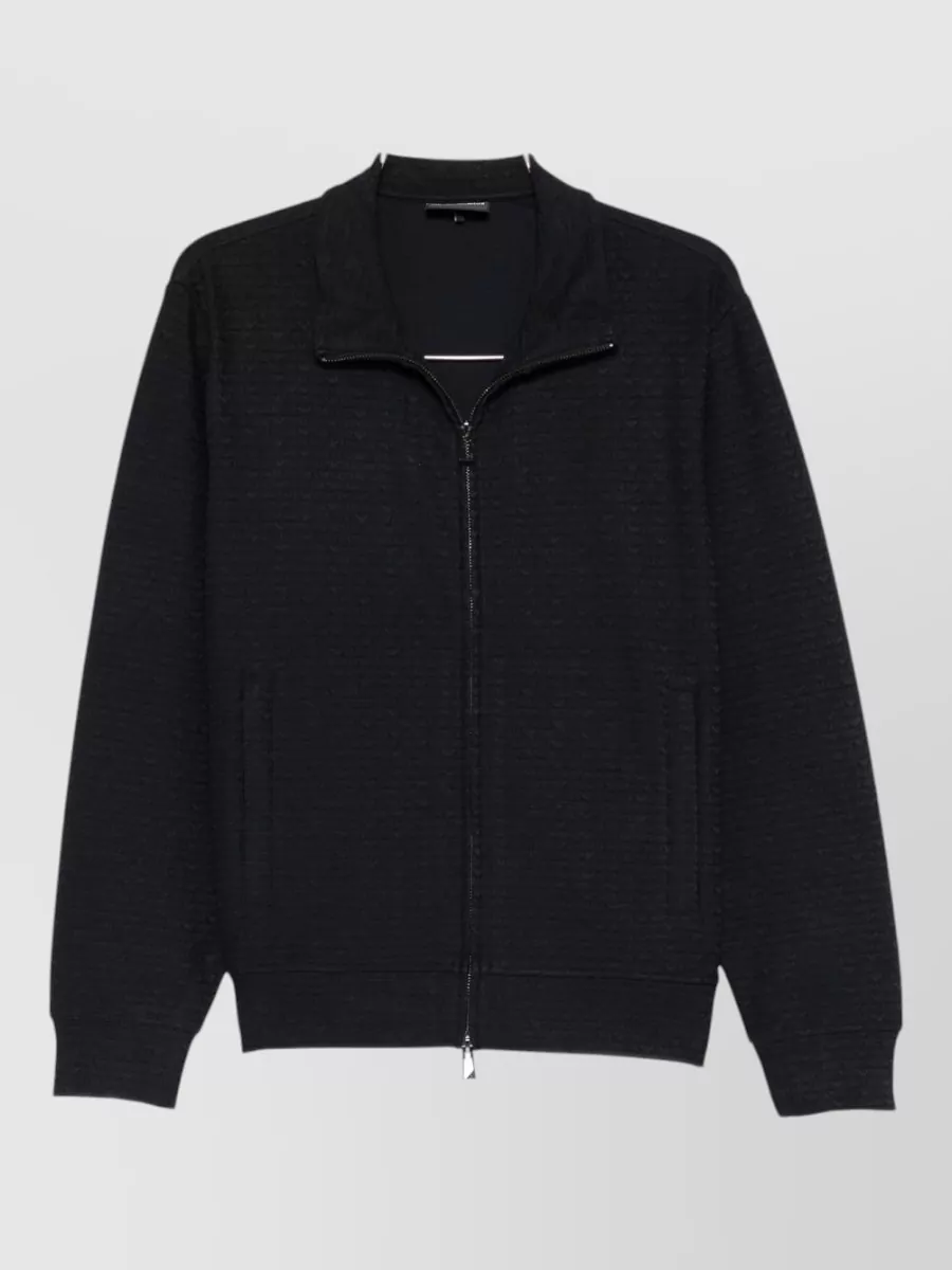 Emporio Armani textured zip-up sweatshirt