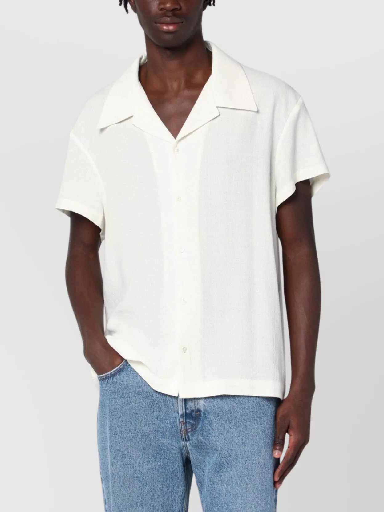 Séfr Noam Wool Blend Shirt With Short Sleeves In White