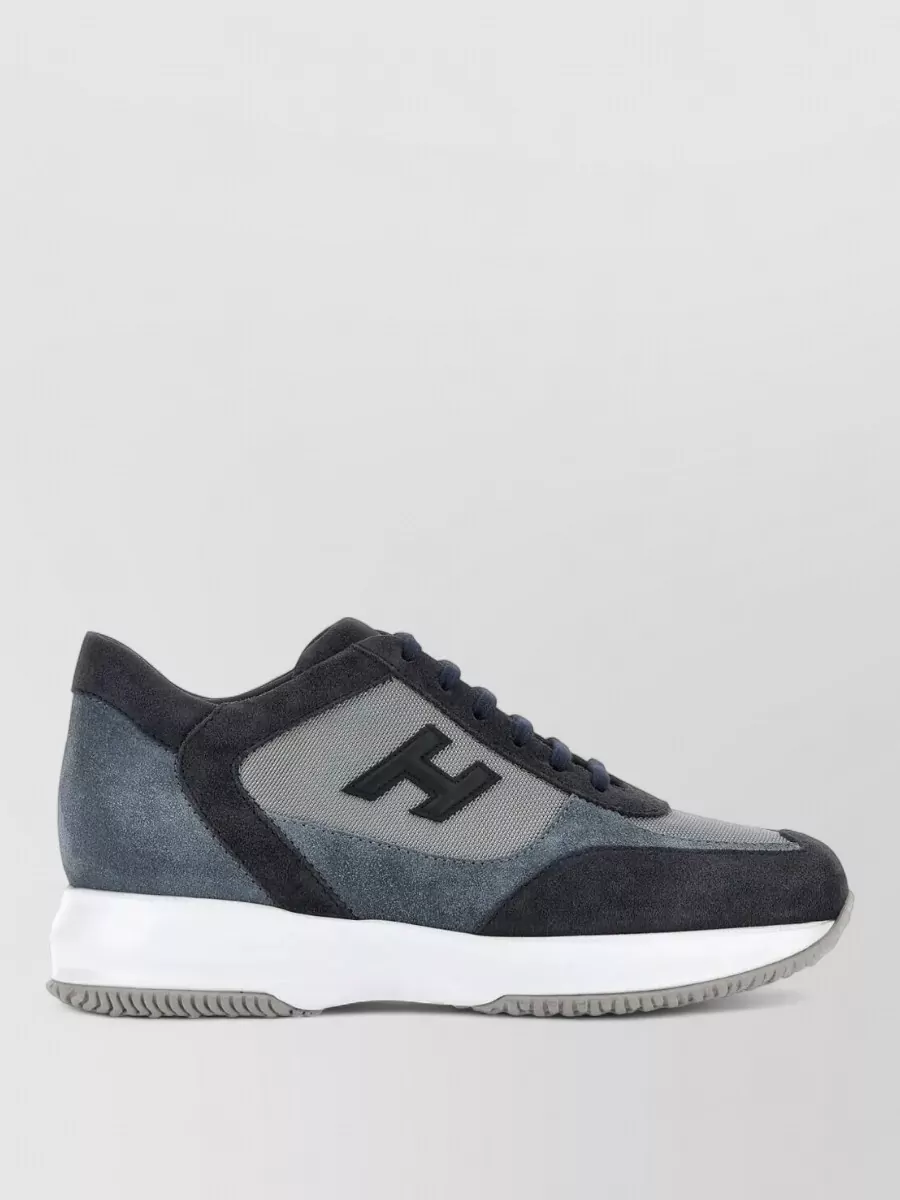 Hogan Suede Leather Sneakers Mesh Panels Rubber Sole