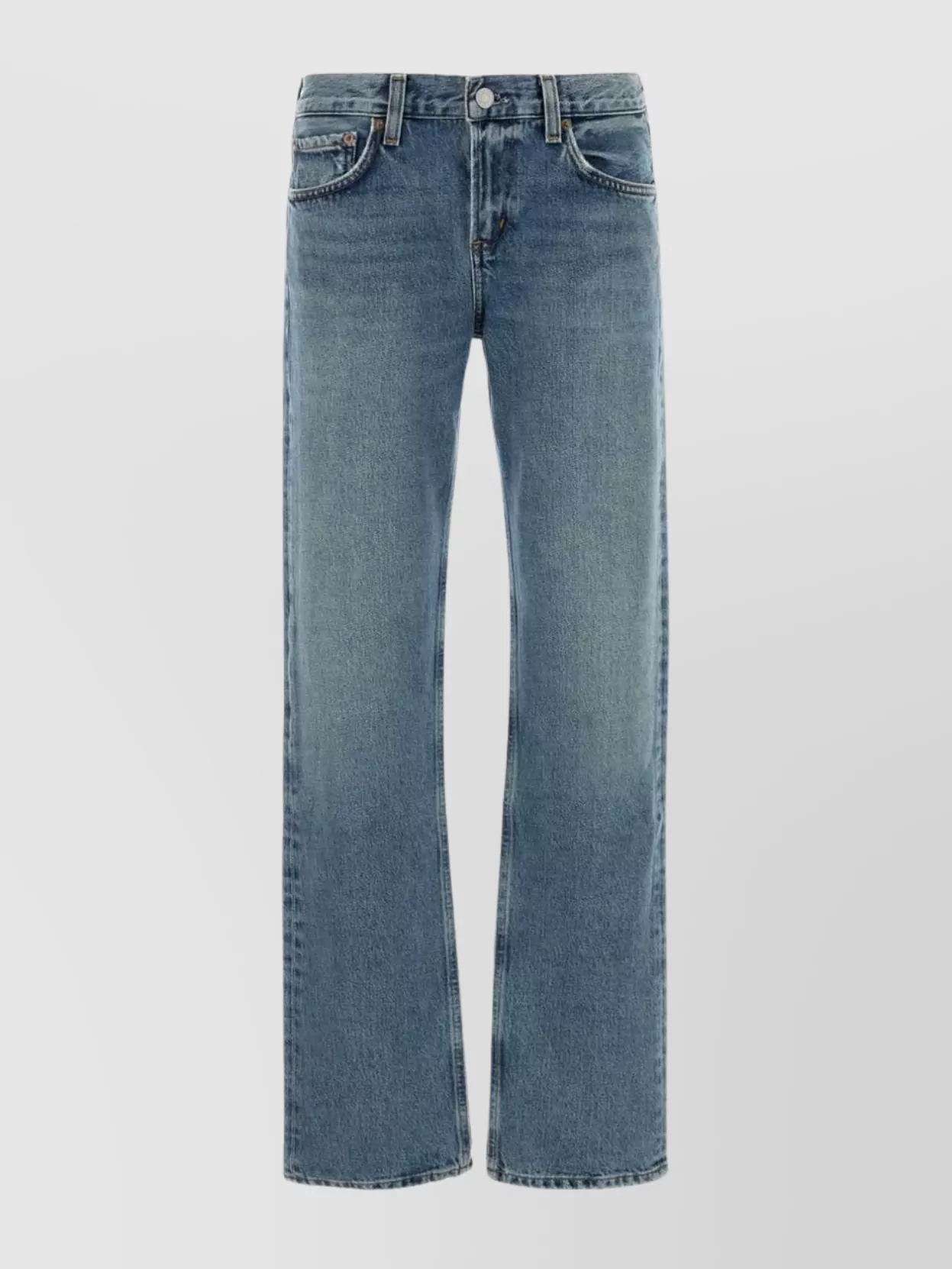 Agolde Five-pocket Denim Trousers Featuring Belt Loops