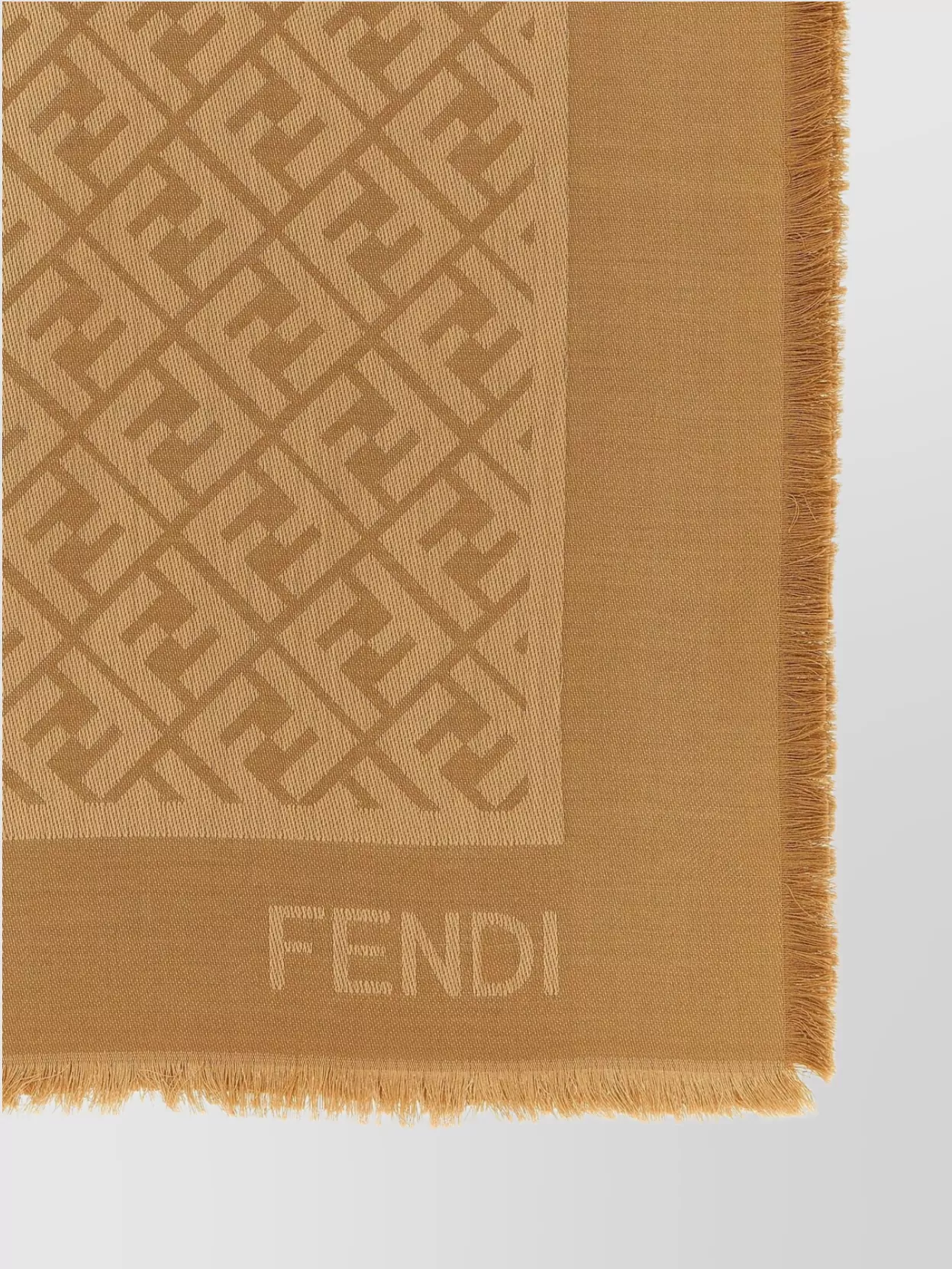 Fendi Ff Jacquard Pattern Silk-wool Blend Shawl In Brown
