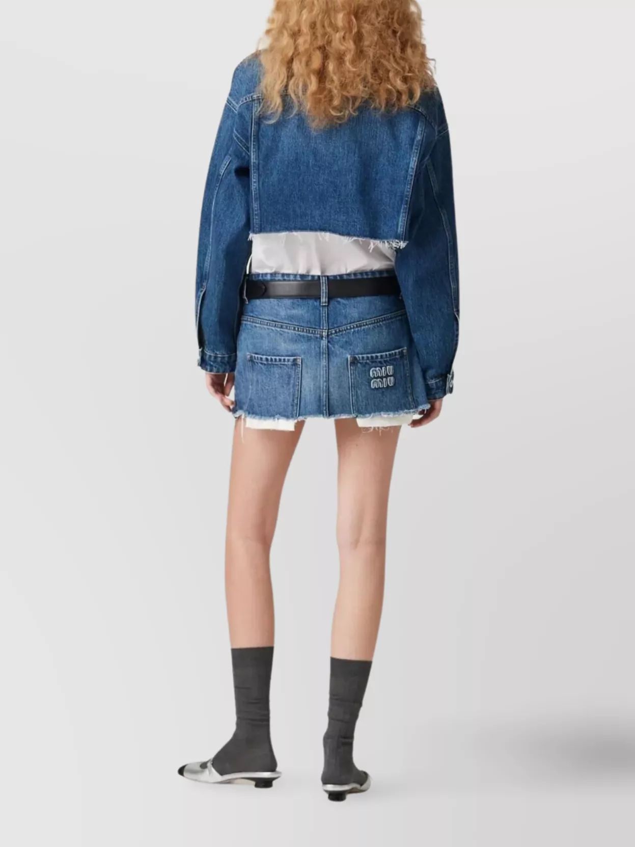 Miu Miu Cropped Denim Blouson Featuring Chest Pockets In Blue