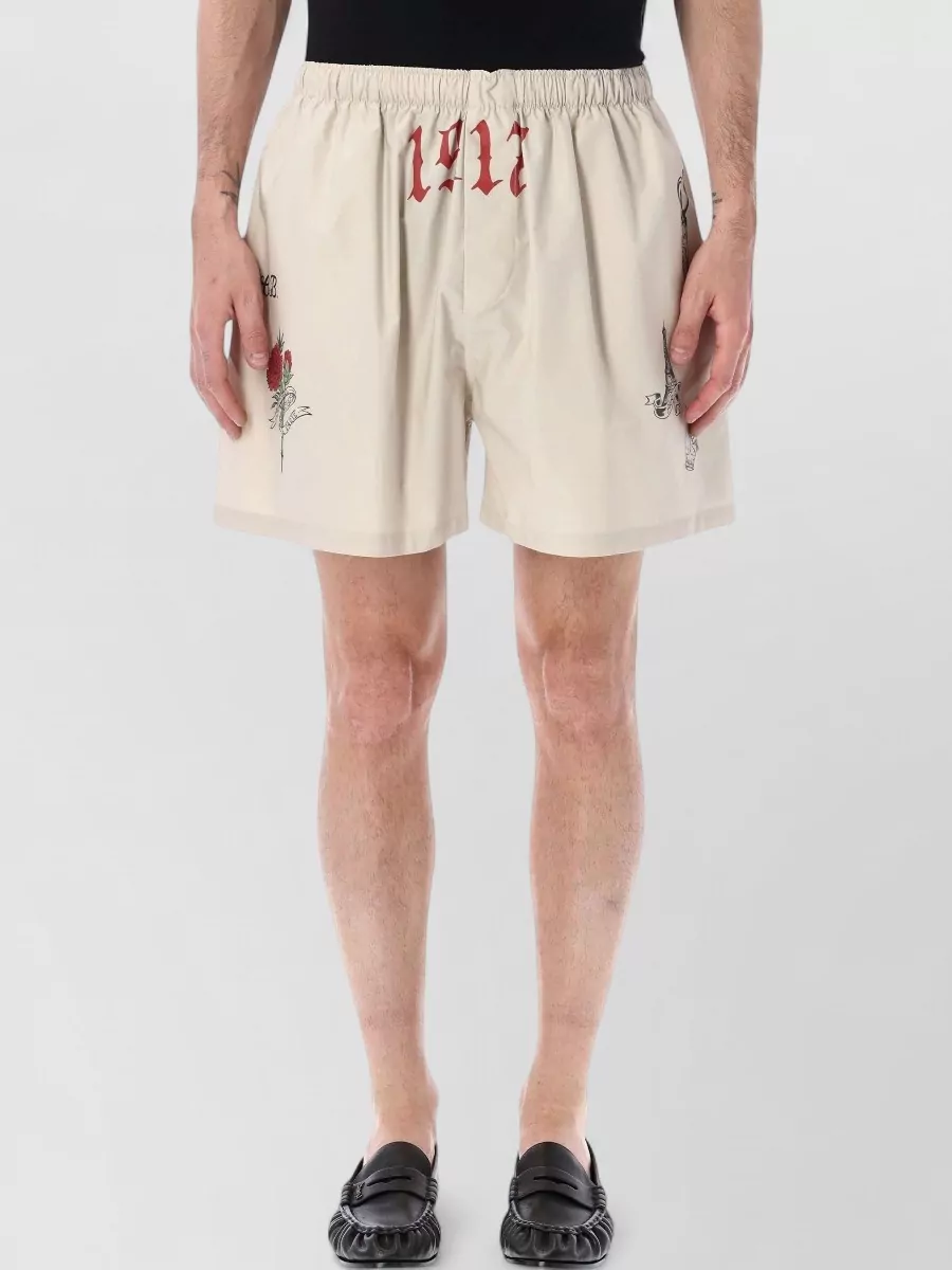 Balenciaga Graphic Print Large Fit Swim Shorts