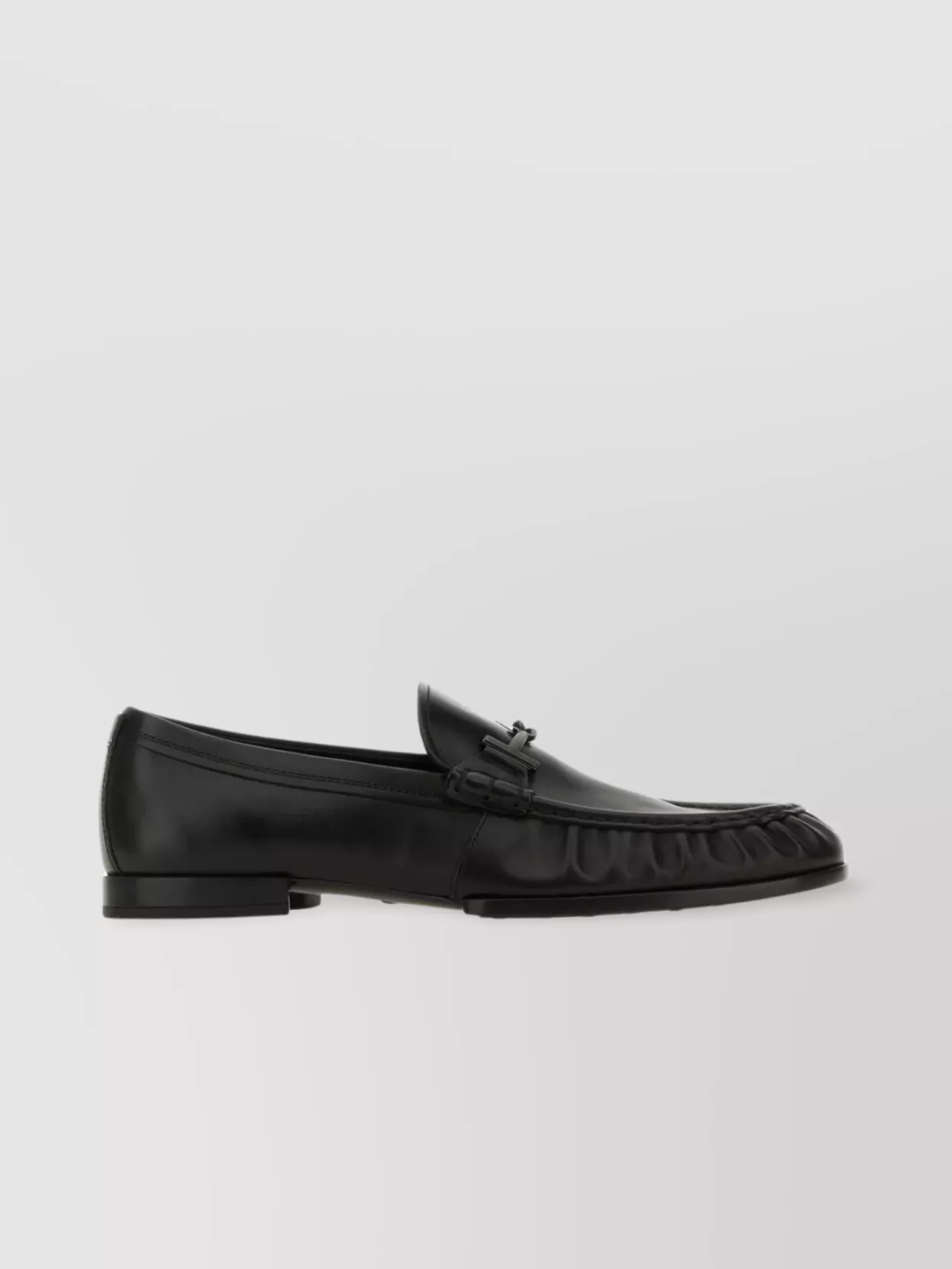 Shop Tod's Leather Loafers With Pebble Sole And Metal Detail