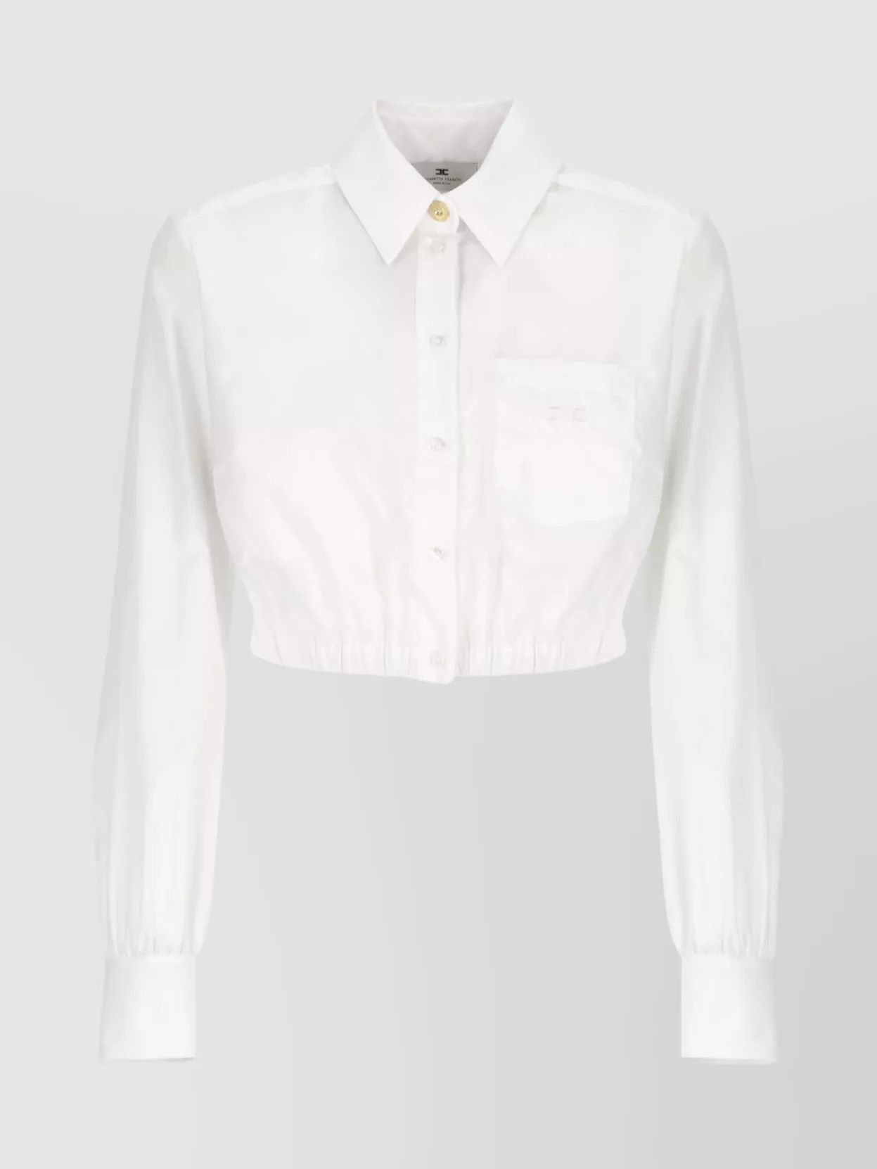 Elisabetta Franchi Cropped Shirt With Classic Collar In White