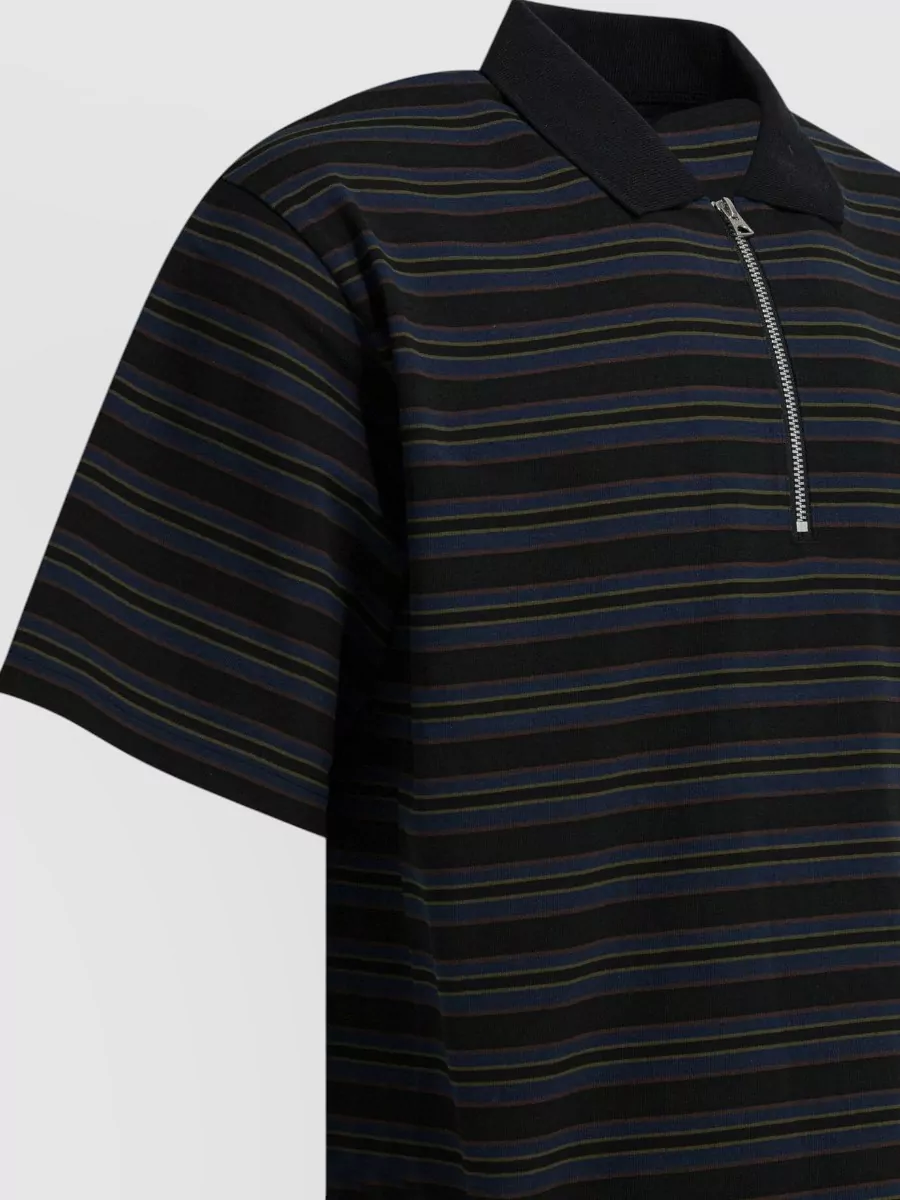 Sacai Short Sleeve Striped Shirt Polo Collar